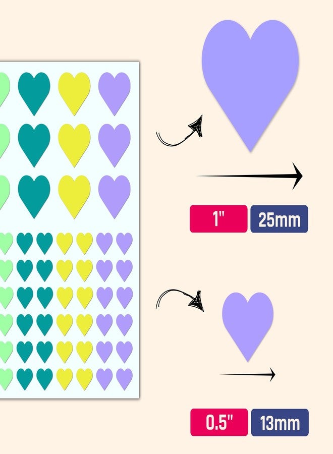 TownStix 3000 Pieces, 1/2 inch & 1 inch - Colored Heart Stickers Sheets for Kids - 2 Sizes, 8 Colors - Image 2
